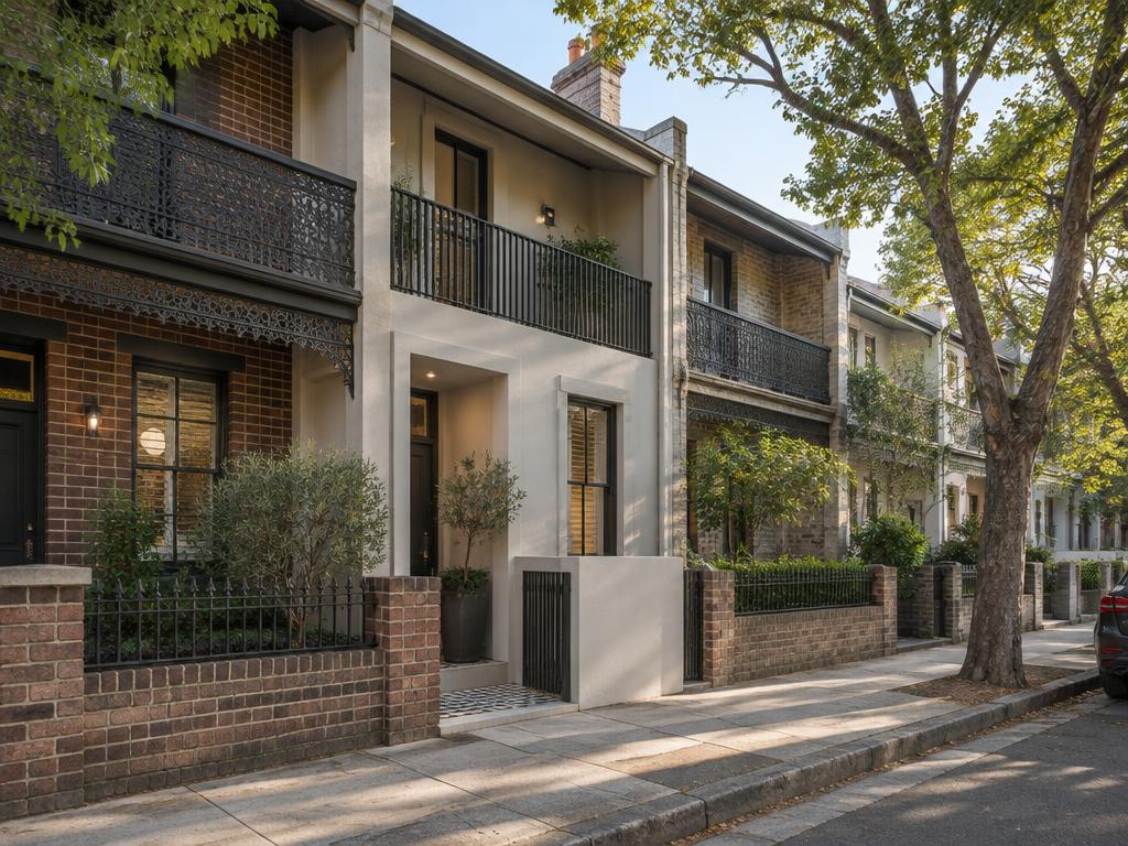 Detailed contemporary terrace home streetscape